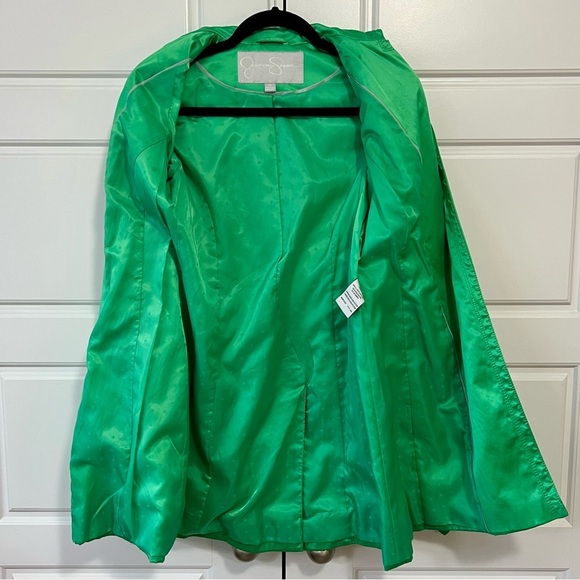Jessica Simpson Green Double Breasted Trench Coat Belted Unique Piece XS - Picture 16 of 16